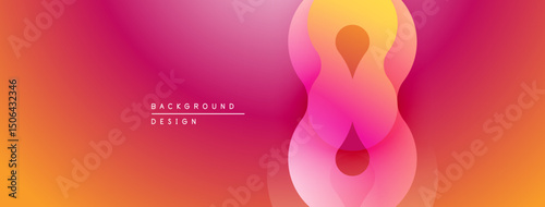Abstract gradient design features overlapping rounded shapes. Warm colors dominate, creating modern visual effect.