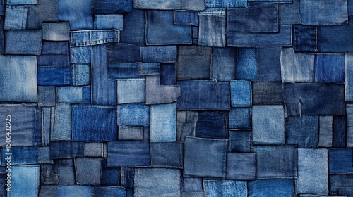 Classic denim texture background image in blue tones, ideal for fashion design, textile patterns, and clothing-related visuals.