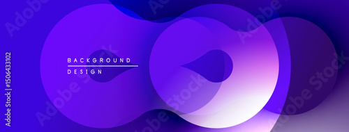 Abstract purple design features overlapping circles. Gradient shades create depth, modern aesthetic. Minimalist composition, vibrant colors.