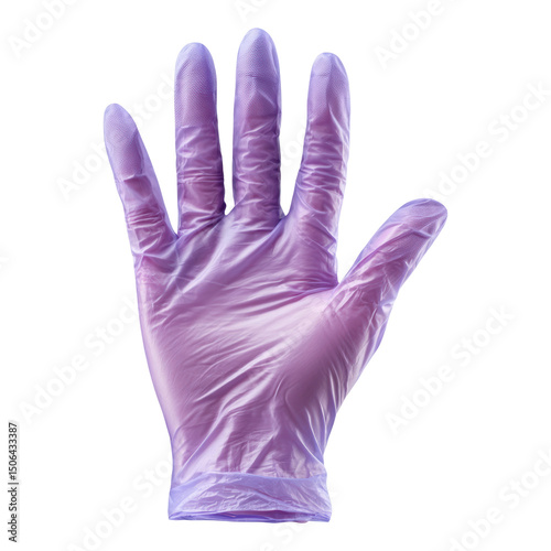 Disposable purple glove used in clinical laboratory trials to ensure safety during cancer vaccine research and testing