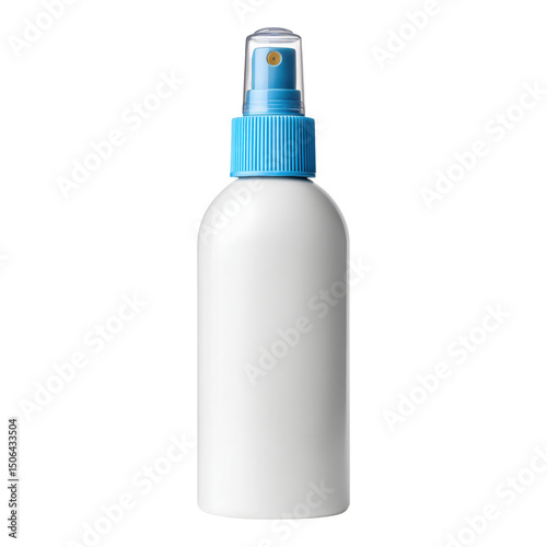Sunscreen spray bottle with blue cap offers uv protection and creates barrier to shield skin from sun damage effectively