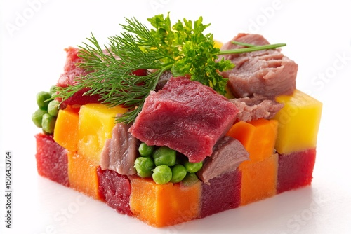 3D fresh dog food with beef and vegetables, offering a healthy and satisfying meal for dogs.
