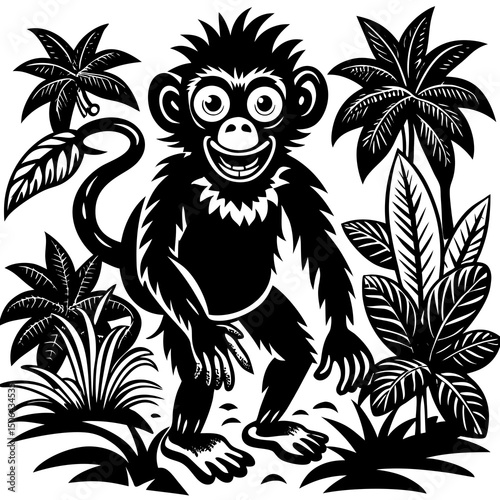 Wallpaper Mural Happy monkey in tropical jungle setting Torontodigital.ca