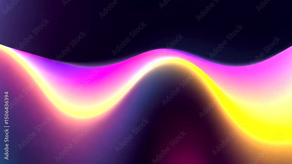 Abstract wavy digital background, with vibrant pink, yellow, and purple hues glowing against a dark, smooth gradient backdrop