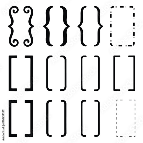 Set of Curly and Square Brackets – Vector Collection of Decorative and Typographic Symbols