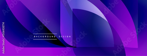 Abstract purple design features flowing shapes, gradients. Modern aesthetic suitable for digital backgrounds, presentations.