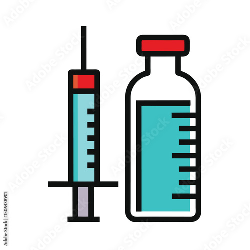 Medical Syringe and Vaccine Vial Illustration design.