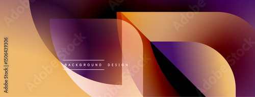 Abstract fluid shapes overlap, creating warm color gradients. Design features orange, purple hues with blurred edges. Minimalist style.