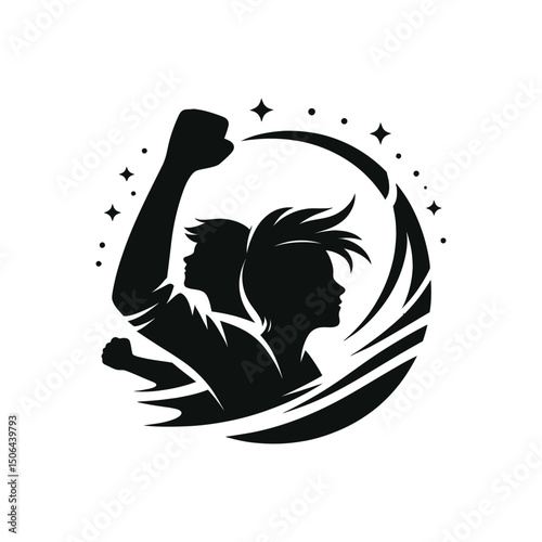youth empowerment vector silhouette clip art logo design