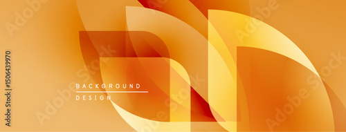Abstract orange layers create dynamic background. Smooth gradients, flowing shapes suggest movement, modern design aesthetic.