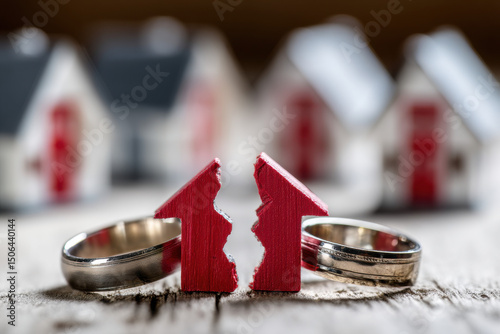 Divorce-related property dispute where husband retains assets symbolizing gender inequality, legal battles, and unfair asset division