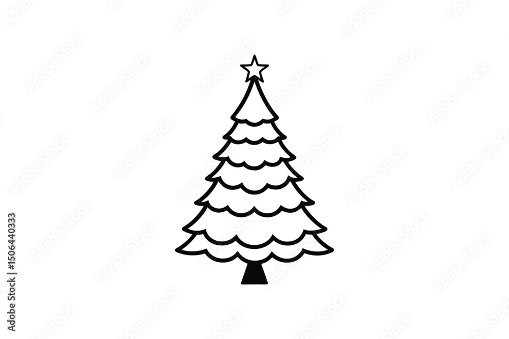 Fototapeta premium Christmas tree line art vector