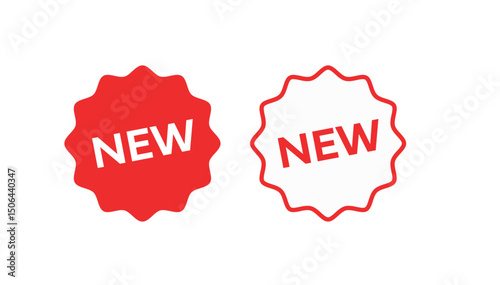 New Badge Vector Icon – Special Offer Tag | Outline & Filled Transparent Label Design-