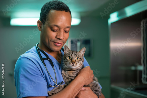 Veterinarian Holding Cat