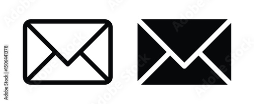 Mail icon set. e-Mail, message, envelope, newsletter icon isolated on white background. 郵便, メールアイコン,	
