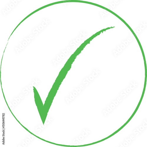 Green Check Icon: A minimalist design of a green check mark symbol, gracefully encased within a circular frame. This image epitomizes approval, correctness, and positive confirmation in a sleek.
