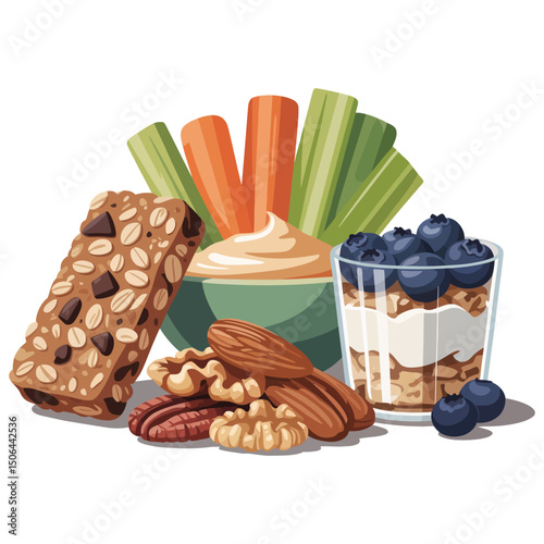 Cookies with nuts and milk in a bowl as a healthy sweet snack