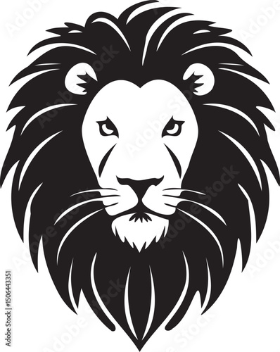 Lion head Silhouette vector style, lion head logo design black and white on white background