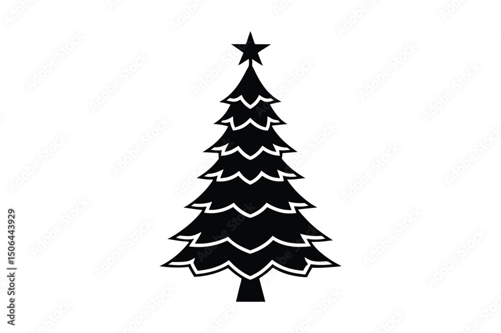 Fototapeta premium Christmas tree silhouette vector bundle, Christmas tree silhouette 