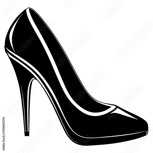 Elegant black high heel shoe silhouette