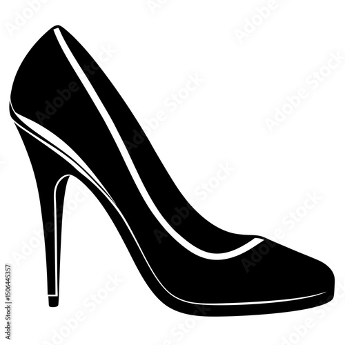 Elegant black high heel shoe silhouette