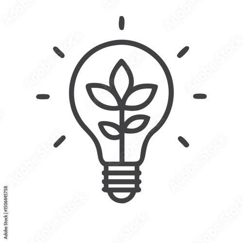 Green Energy Lightbulb with Leaf Icon for Renewable Energy Websites, Sustainability Blogs, Eco-Innovation Platforms and Environmental Education Materials