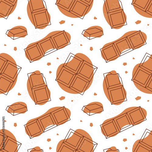 Chocolate Dessert Seamless Pattern Illustration with Melted Sweets and Cakes in Flat Cartoon Style