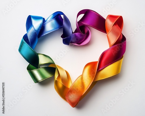 Ribbon Heart Colorful Love Pride and Joy Celebrate Diversity with Handmade Rainbow Ribbon Artwork