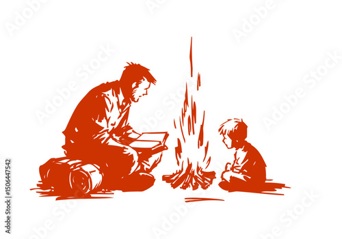  Campfire sketch hand drawn vector illustration