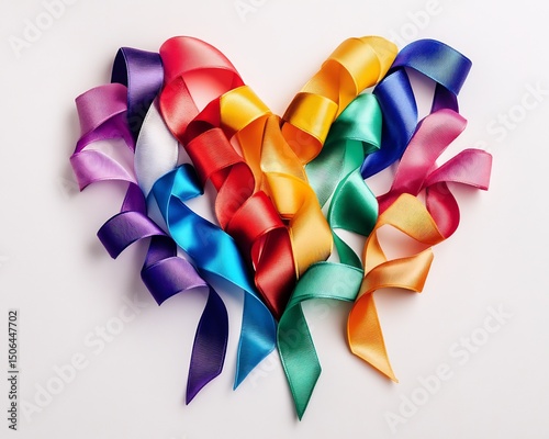 Heart of Ribbons Love Rainbow Colors Satin Decoration Craft Celebration Festive Texture Gift Bright