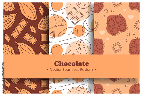 Chocolate Dessert Seamless Pattern Illustration with Melted Sweets and Cakes in Flat Cartoon Style