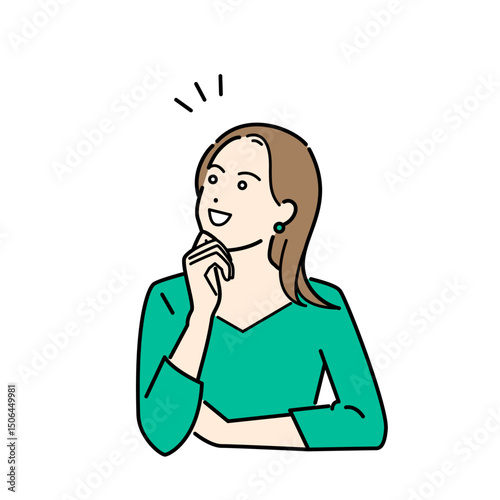 私服の女性が気づくイメージイラスト