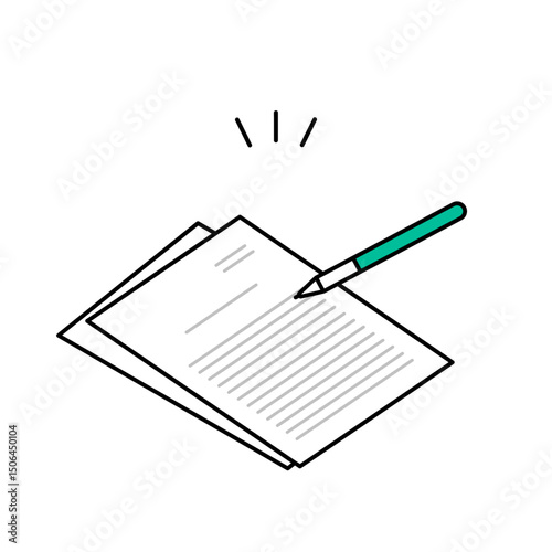 確認前の書類とペンのイメージベクターイラスト