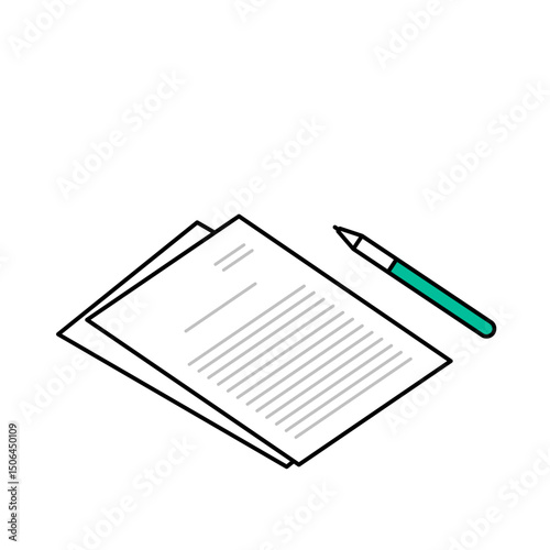 書類とペンのイメージベクターイラスト