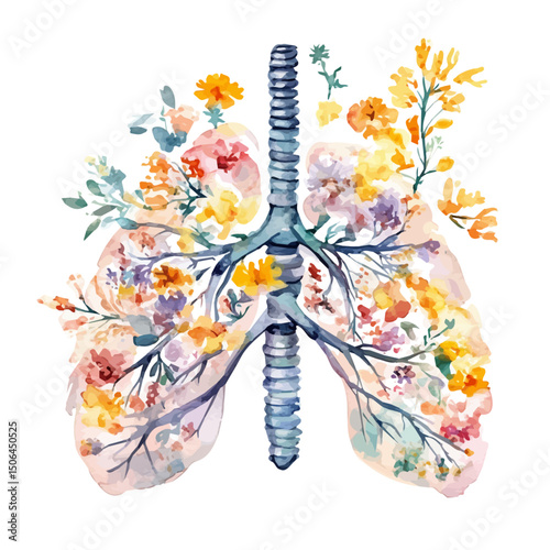 watercolor of Allergy, vector high quality, isolated on a white background.