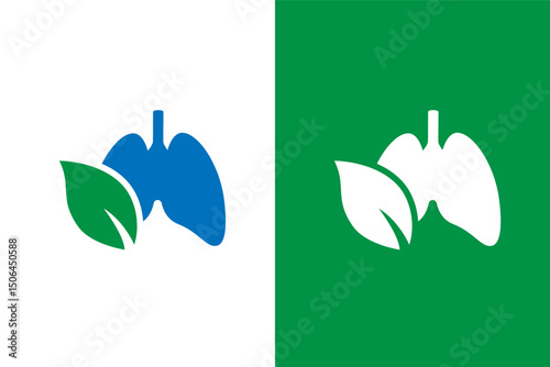 Creative lungs care logo combination. Human lungs and leaf logotype design template.
