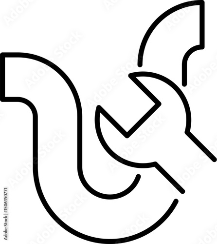 Broken Pipes Line Icon for Graphics, Designs, Books, Adverts, Apps