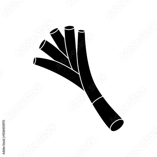 Spring onions black icon. Natural vegetarian food. Healthy eating. Vector illustration