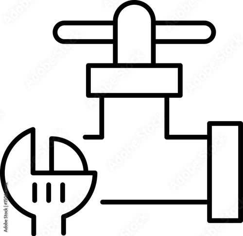 Broken Pipes Editable Stroke Drawn with Thin Line