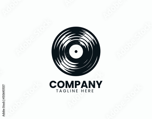 Stylish Vinyl Record and Music Studio Representation Vector Logo Design