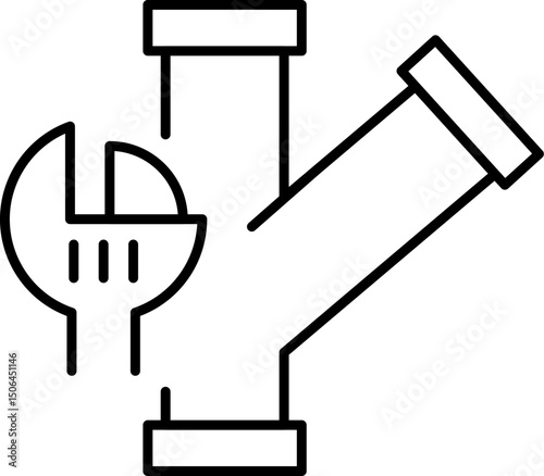 Broken Pipes Line Icon Drawn with Thin Line