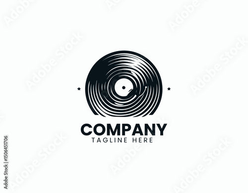 Stylish Vinyl Record and Music Studio Representation Vector Logo Design