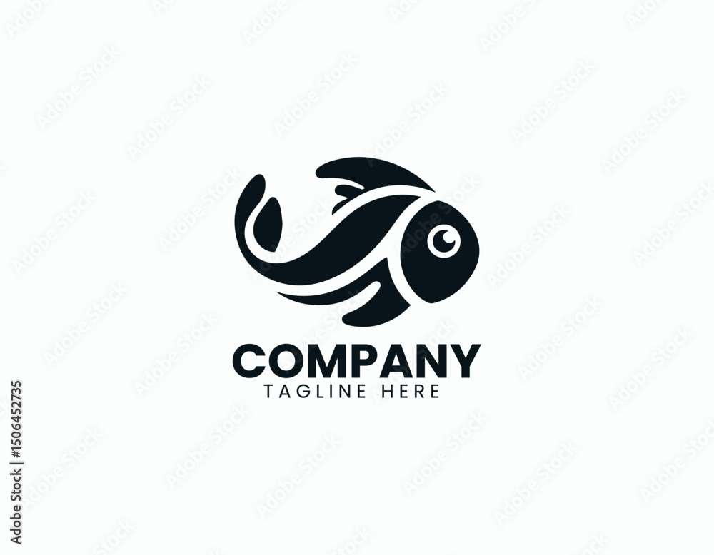 Obraz premium Simple Generic Fish Illustration with Round Eyes Vector Logo Design