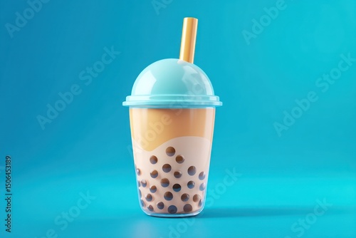 Logo illustration of bubble tea with tapioca pearls, perfect for beverage branding.