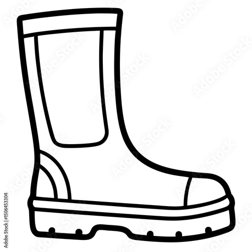 Line art illustration of a rubber boot