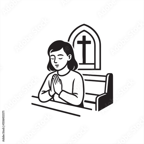 woman praying in church