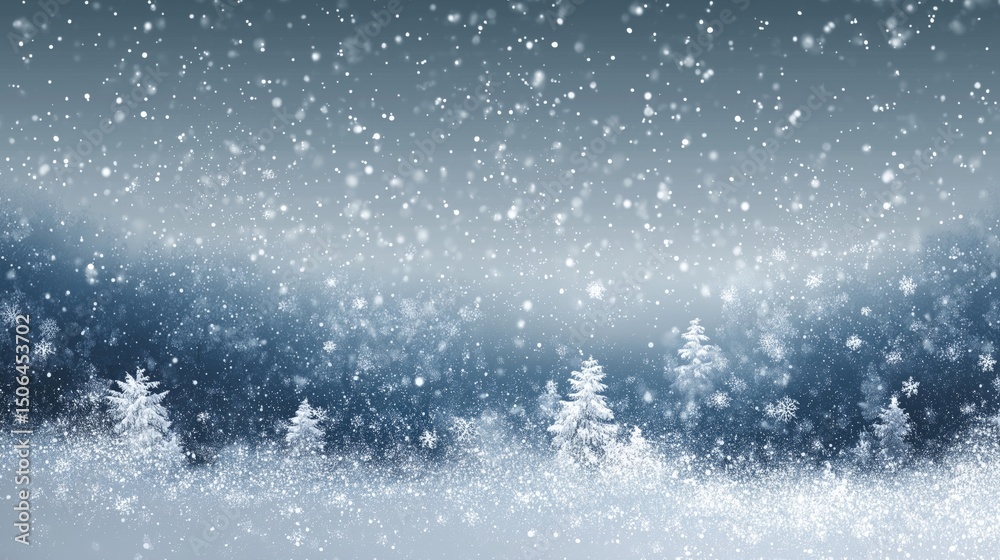 Obraz premium Winter Snowfall in a Quiet Forest