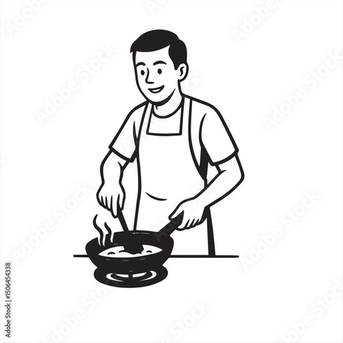 man is cooking