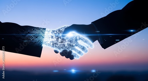 Digital Handshake Technology Concept