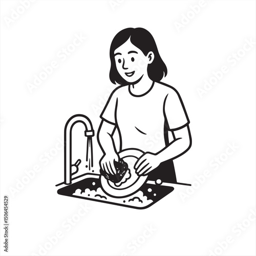 woman washing dishes